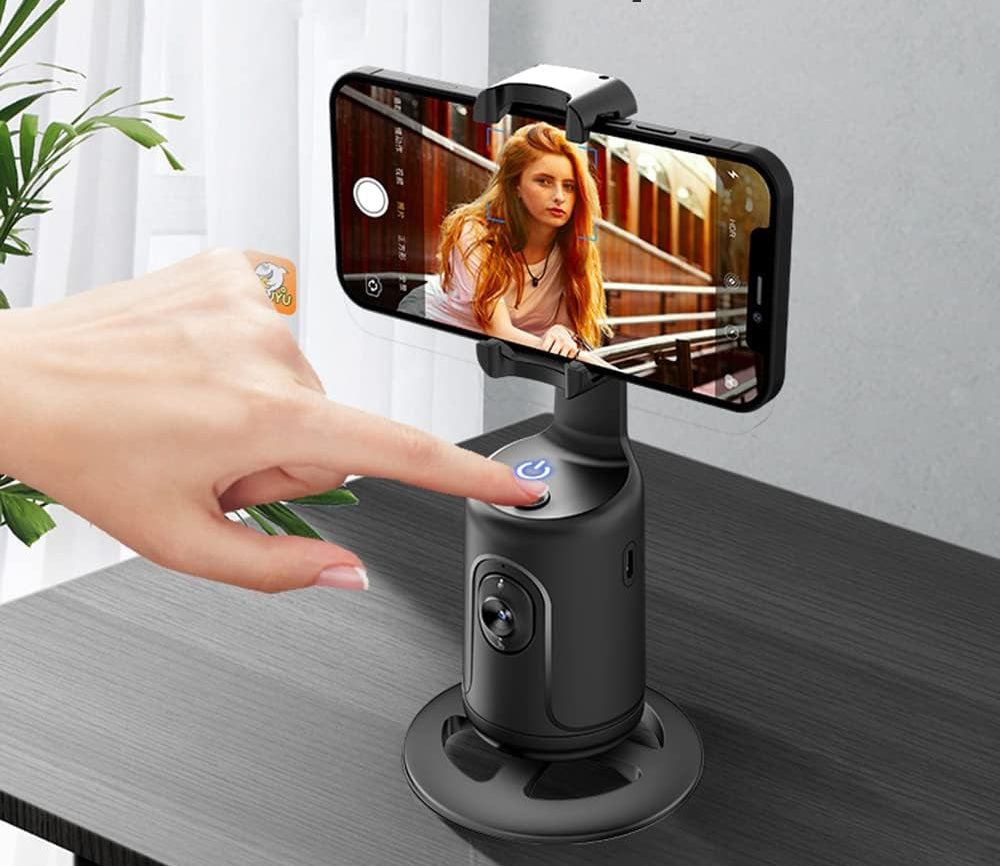 Smart 360° Auto Face Tracking Gimbal Desktop Selfie Stabilizer Robot Cameraman with Adjustable Lens Stable Base Phone Holder for Smartphone Vlog Live Streaming Video Chat